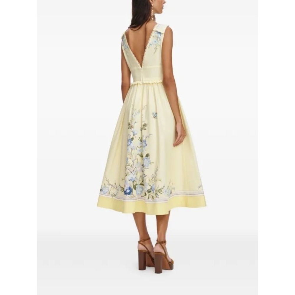 Self-Portrait Yellow Floral Midi Dress NWT Wedding Guest US 4 Small - Picture 12 of 12